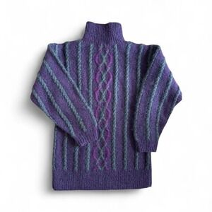 Ellen Tracy by Neiman Marcus women Turtleneck Sweater in Purple and Green Small